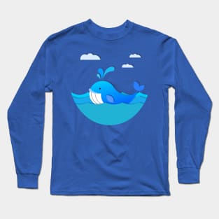 Adorable Blue Whale Long Sleeve T-Shirt